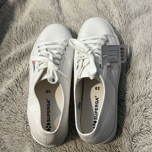 Superga white canvas platform sneaker
